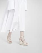 Image 2 of 5: Valentino Garavani Rockstud Bicolor Metallic Wedge Espadrilles