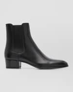 Image 1 of 6: Saint Laurent Men's Wyatt 40 Leather Chelsea Boots
