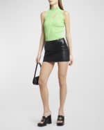 Image 5 of 6: Versace Art Denver Plonge Leather Mini Skirt
