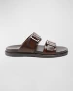 Image 1 of 5: Bruno Magli Men's Erasmo Double Buckle Leather Sandals
