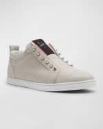 Image 4 of 5: Christian Louboutin Men's F.A.V. Fique A Vontade Linen Slip-On Sneakers