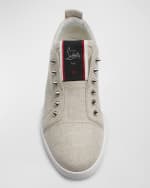 Image 5 of 5: Christian Louboutin Men's F.A.V. Fique A Vontade Linen Slip-On Sneakers