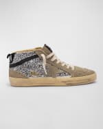 Image 1 of 5: Golden Goose Mid Star Glitter Wing-Tip Sneakers