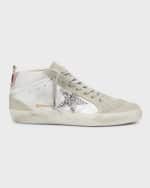 Image 1 of 6: Golden Goose Mid Star Metallic Glitter Wing-Tip Sneakers