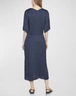 Image 2 of 3: Vince Crushed Plissé V-Neck Midi Dress
