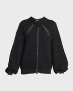 Image 2 of 5: TOM FORD Chiffon-Insert Loopback Cotton Fleece Zip Hoodie