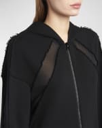 Image 5 of 5: TOM FORD Chiffon-Insert Loopback Cotton Fleece Zip Hoodie