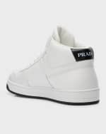 Image 3 of 6: Prada Men's Downtown Vitello High Top Sneakers