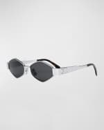 Image 3 of 4: Celine Triomphe Round Metal & Acetate Sunglasses