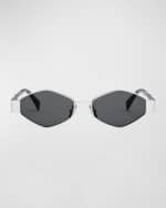 Image 1 of 4: Celine Triomphe Round Metal & Acetate Sunglasses