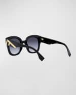 Image 2 of 5: Fendi Oversized F Logo Acetate Cat-Eye Sunglasses