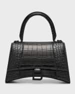 Image 1 of 6: Balenciaga Hourglass Small Croc-Embossed Bag
