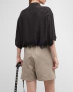 Image 4 of 6: Balenciaga Button-Front Minimal Shirt with Lettering Details