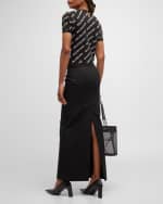 Image 3 of 6: Balenciaga Mini Allover Logo Crop Short Sleeve Sweater