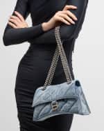Image 3 of 6: Balenciaga Crush Small Quilted Denim Chain Bag