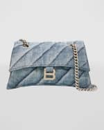 Image 1 of 6: Balenciaga Crush Small Quilted Denim Chain Bag