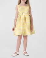 Image 1 of 3: Mama Luma Girl's Striped Bow Dress, Size 3T-10