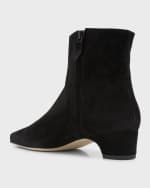 Image 3 of 6: Manolo Blahnik Tolarc Suede Zip Ankle Booties