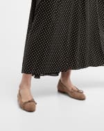 Image 2 of 6: Manolo Blahnik Veralli Suede Bow Ballerina Flats