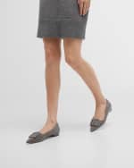 Image 2 of 6: Manolo Blahnik Maysale Suede Buckle Ballerina Flats