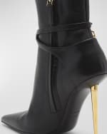 Image 3 of 6: TOM FORD Lock 105mm Leather Ankle Booties