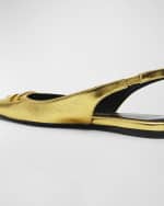 Image 3 of 6: TOM FORD Metallic Medallion Slingback Ballerina Flats