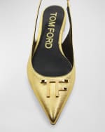 Image 4 of 6: TOM FORD Metallic Medallion Slingback Ballerina Flats