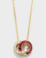 Image 1 of 5: Frederic Sage 18K Yellow Gold Mini Love Half Diamond and Ruby Pendant Necklace