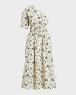Image 2 of 5: Polo Ralph Lauren Floral Asymmetric Shirred Poplin Midi Dress