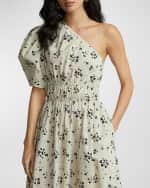 Image 4 of 5: Polo Ralph Lauren Floral Asymmetric Shirred Poplin Midi Dress