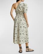Image 3 of 5: Polo Ralph Lauren Floral Asymmetric Shirred Poplin Midi Dress