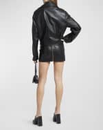 Image 9 of 12: Versace Art Denver Plonge Leather Moto Jacket