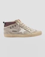 Image 1 of 4: Golden Goose Mid Star Net Suede Wing-Tip Sneakers