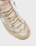 Image 4 of 4: Golden Goose Mid Star Net Suede Wing-Tip Sneakers