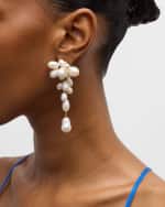 Image 2 of 5: Jennifer Behr Florence Pearl and Crystal Drop Earrings