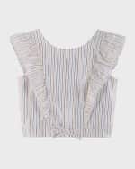 Image 4 of 5: Andy & Evan Girl's Striped Lurex Top And Skirt Set, Size 2-6X
