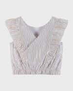 Image 3 of 5: Andy & Evan Girl's Striped Lurex Top And Skirt Set, Size 2-6X