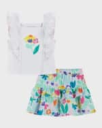 Image 1 of 4: Andy & Evan Girl's Floral-Print Top And Skirt Set, Size 2-6X