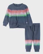 Image 1 of 5: Andy & Evan Girl's Tie Dye Ribbed Knit Two-Piece Set, Size Newborn-18M