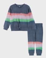 Image 1 of 4: Andy & Evan Girl's Tie Dye Ribbed Knit Two-Piece Set, Size 2-6X