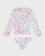 Image 1 of 5: Andy & Evan Girl's Tie Dye Star-Print Rashguard Set, Size Newborn-18M