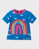 Image 4 of 4: Andy & Evan Girl's Rainbow & Cloud-Print Rashguard Set, Size 2-6