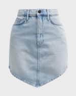 Image 1 of 6: Triarchy Ms. Hart Denim Petal-Hem Mini Skirt