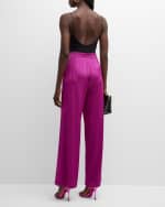 Image 3 of 6: Marella Scorza High-Rise Straight-Leg Satin Trousers
