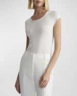 Image 3 of 5: Lafayette 148 New York Ribbed Cap-Sleeve Pullover