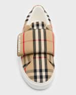 Image 5 of 10: Burberry Kid's James Check-Print Sneakers, Toddlers/Kids