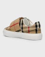 Image 2 of 5: Burberry Kid's James Check-Print Sneakers, Baby/Toddler
