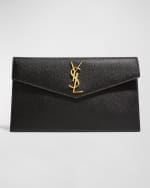 Image 6 of 6: Saint Laurent Uptown YSL Pouch in Grained Leather