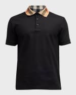 Image 1 of 6: Burberry Men's Cody Check-Collar Polo Shirt