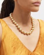 Image 2 of 5: Belpearl 18K Yellow Gold Golden Pearl Necklace with Diamond Clasp, 18"L